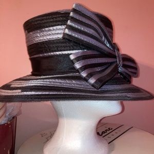 Grey and black hat